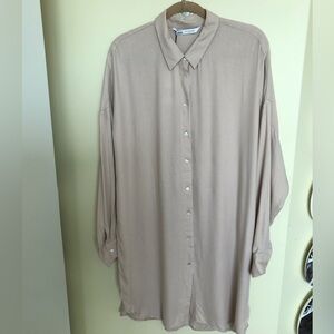 Zara oversized Light Beige Button Down Shirt